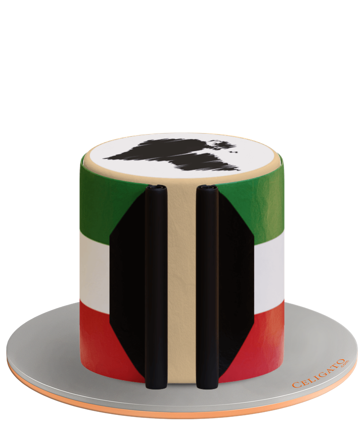 Kuwait Flag Map Kids Round Cake on transparent background