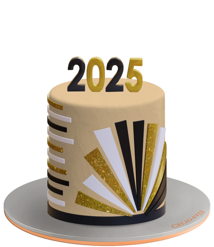 New Year cake on transparent background