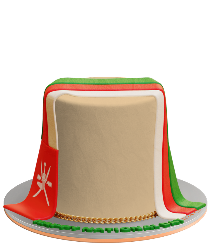 Oman Flag Kids Round Cake on transparent background