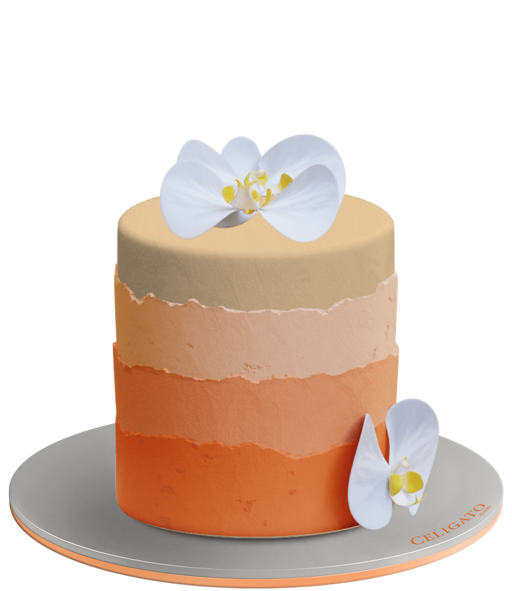 Orchid Orange cake on transparent background