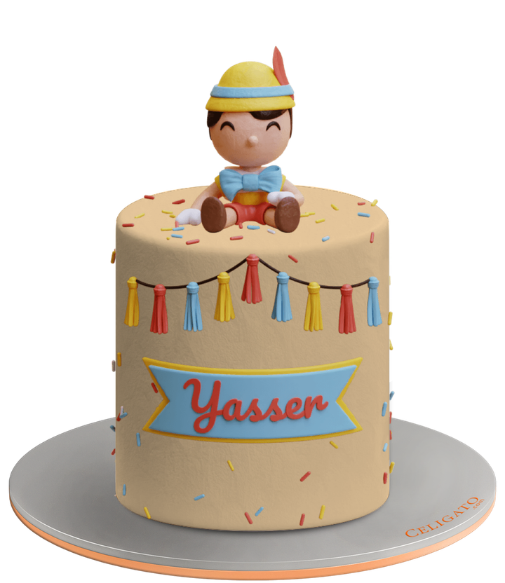 Pinocchio cake on transparent background