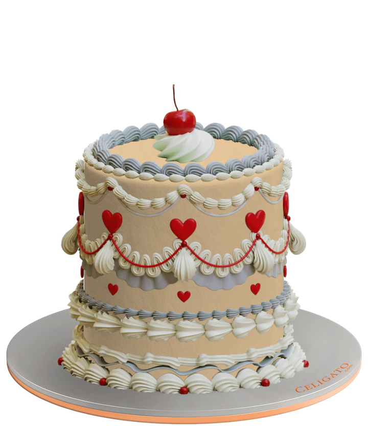Queen of Hearts cake on transparent background