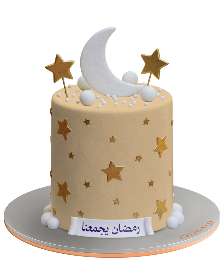 Ramadan Nights Round Cake on transparent background