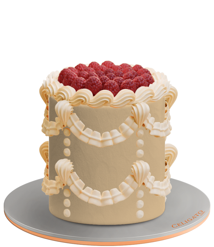 Raspberry Retro cake on transparent background