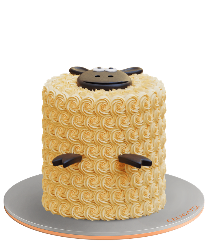 Shaun the Sheep cake on transparent background