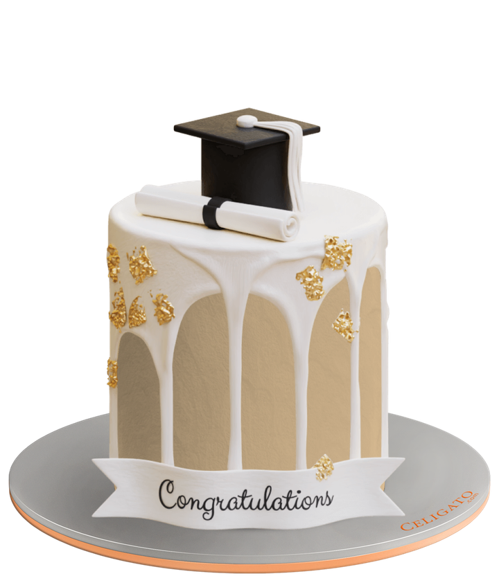 Snow Grad cake on transparent background