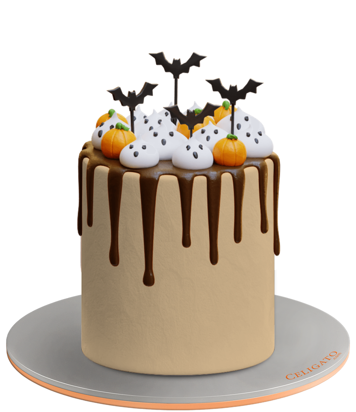 Spooky cake on transparent background