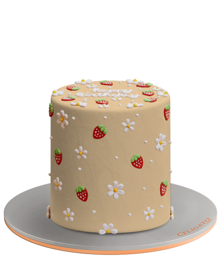 Strawberry cake on transparent background