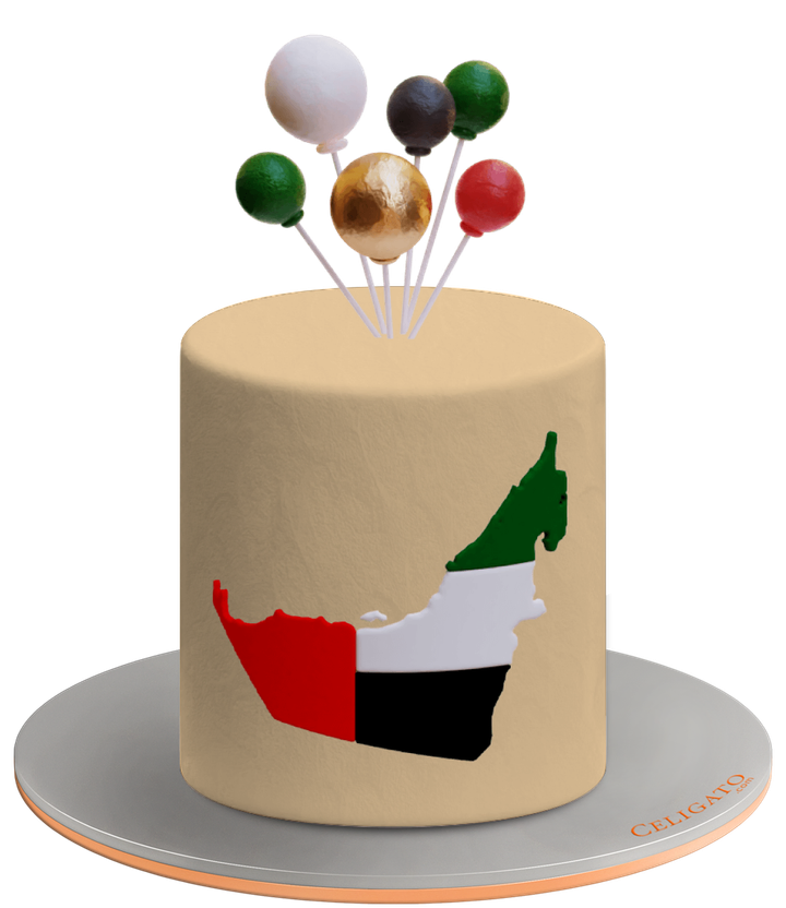 UAE balloons cake on transparent background