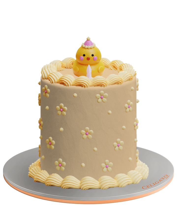 Duck Yello Kids Cake on transparent background