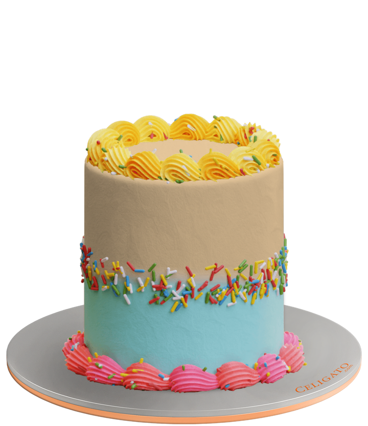 Summer Sprinkles cake on transparent background