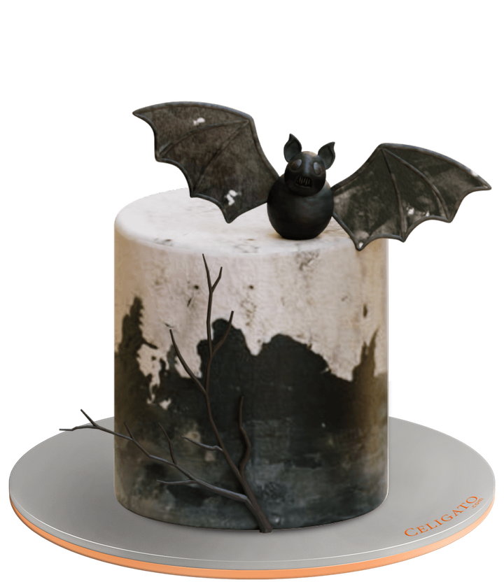 Halloween Bat cake on transparent background