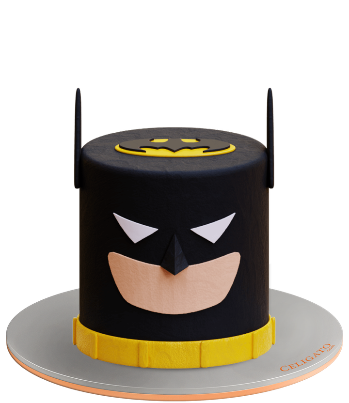 Batman Black Comic Cartoon Favorites Round Cake on transparent background