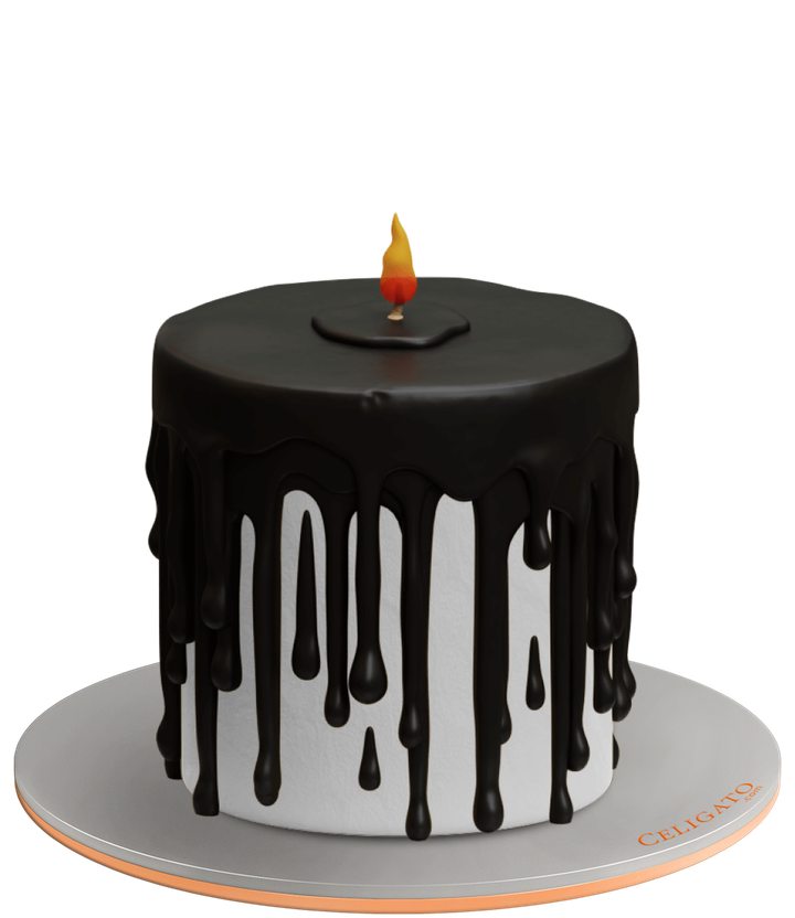 Black Candle cake on transparent background