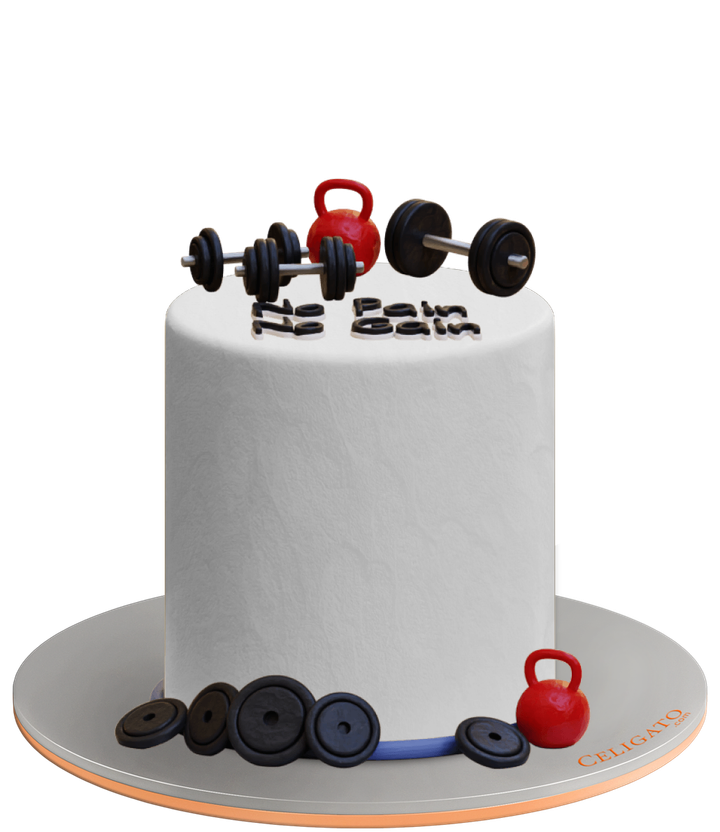 Lifting Weights cake on transparent background