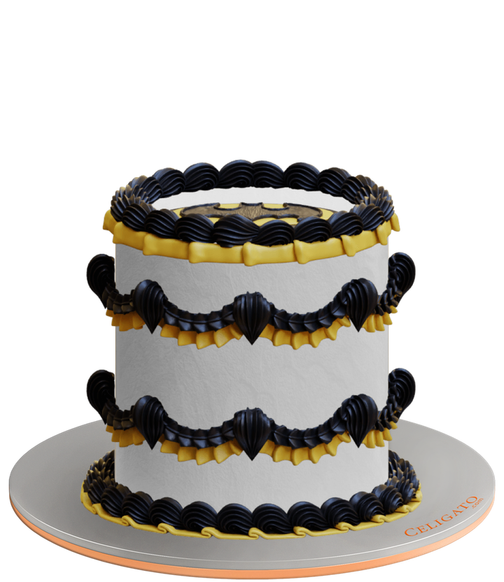 Retro Batman cake on transparent background