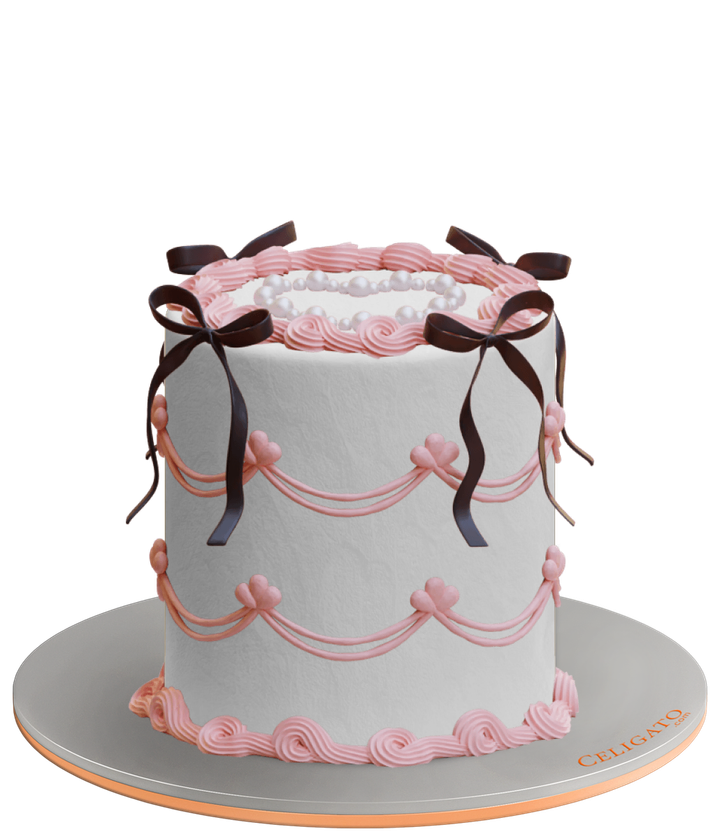 Black Ribbons cake on transparent background