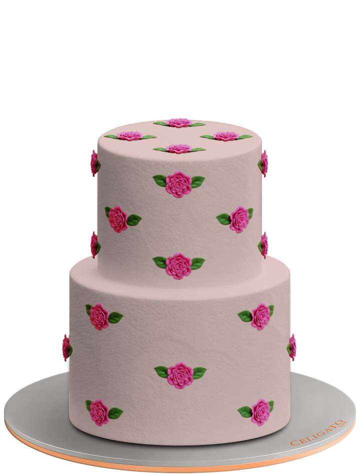Roses Gergaon Cake on transparent background