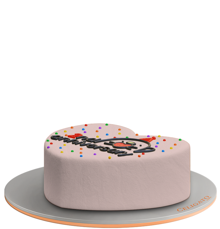 Anniversary cake on transparent background