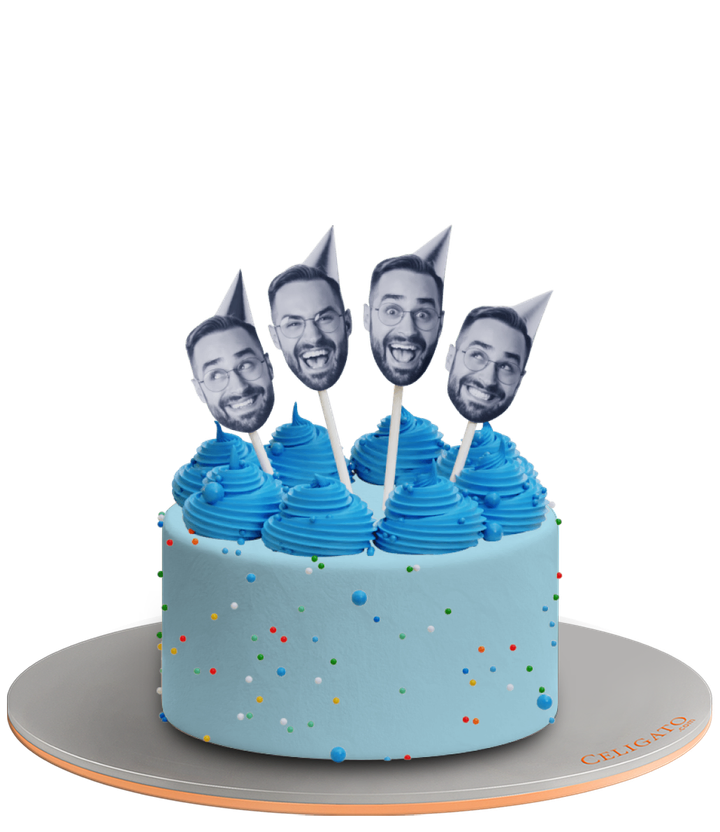 Faces cake on transparent background