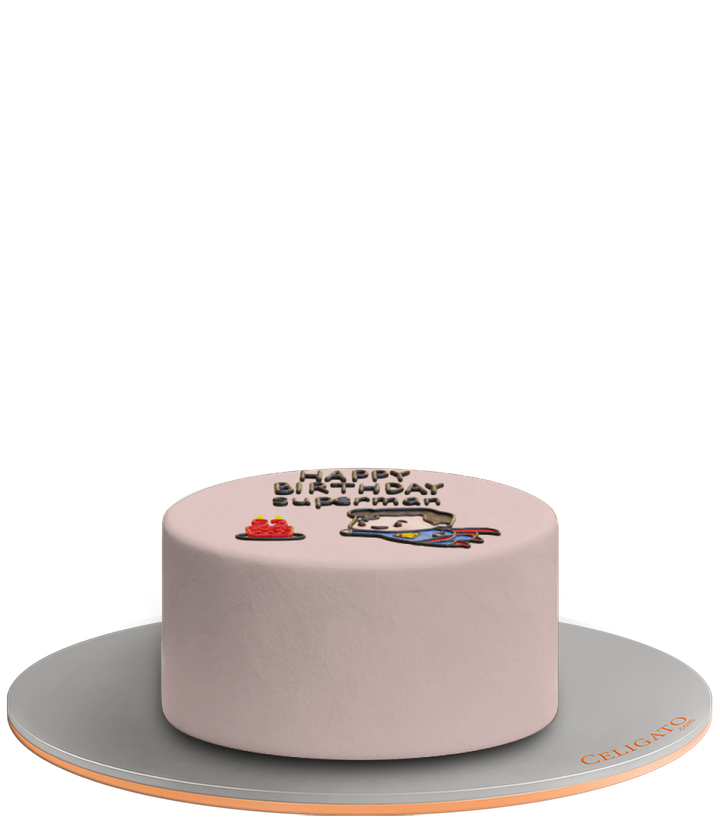 HBD Superman cake on transparent background