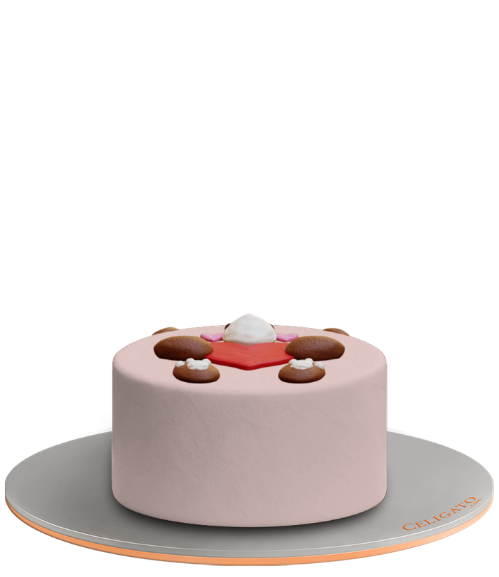 Love Bear Cake on transparent background