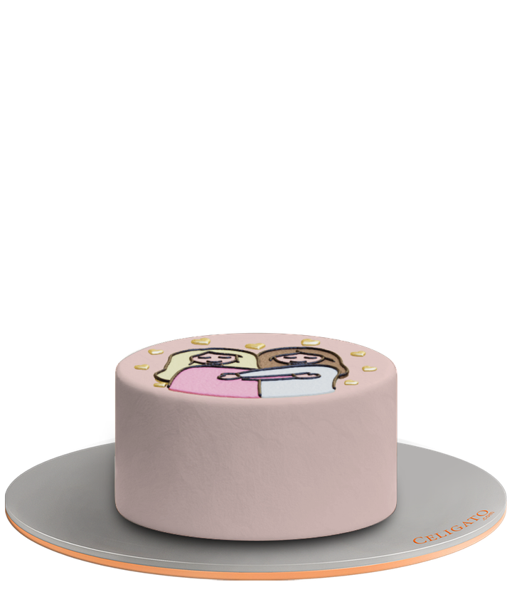 Sister Hug cake on transparent background