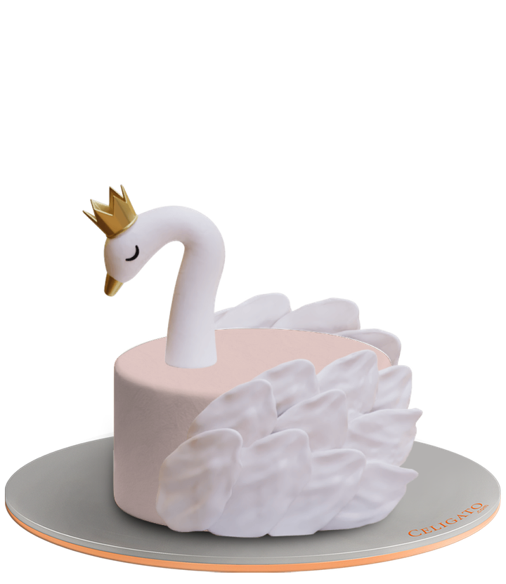 White Swan cake on transparent background