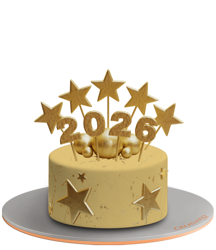 Golden Moments cake on transparent background