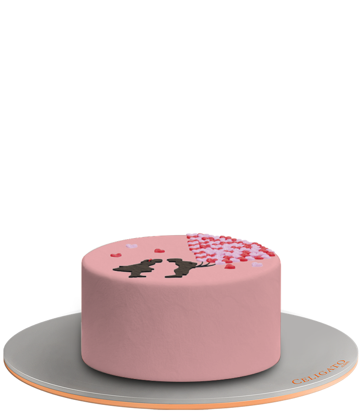 Hearts Kiss cake on transparent background