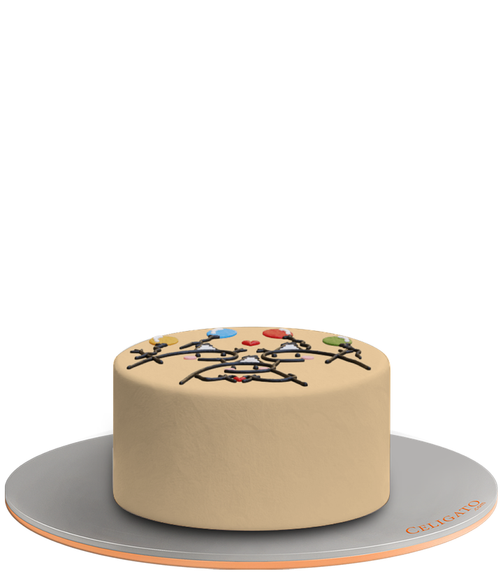 HBD Balloons cake on transparent background