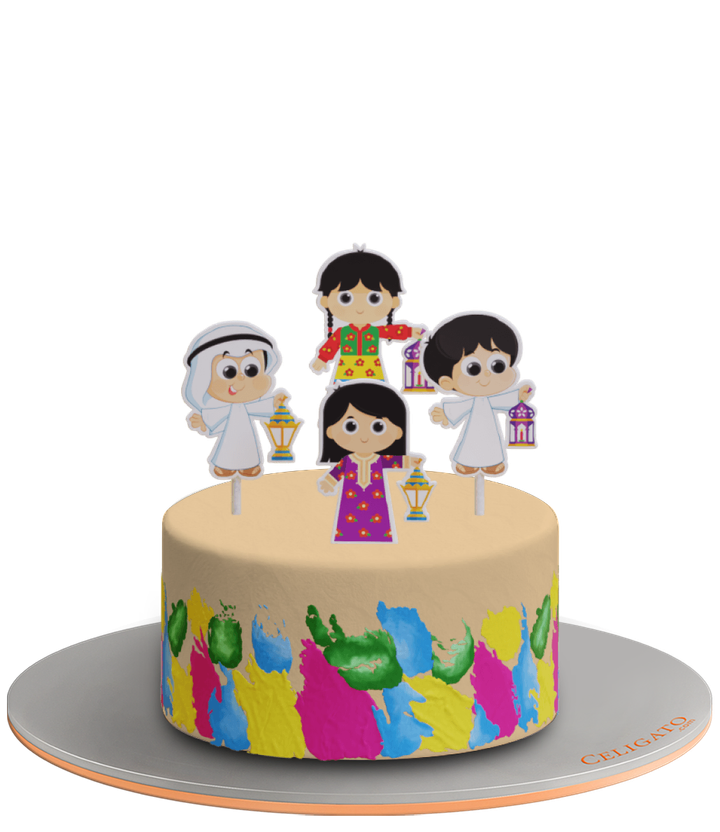 Kids Gergaon cake on transparent background