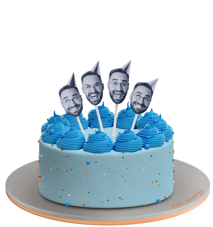 Faces cake on transparent background