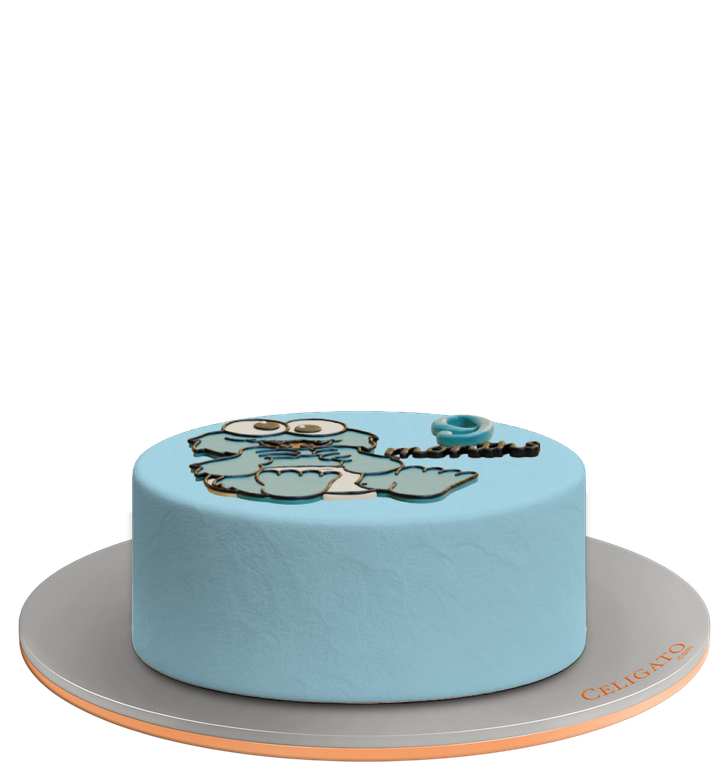 Cookie Monster cake on transparent background