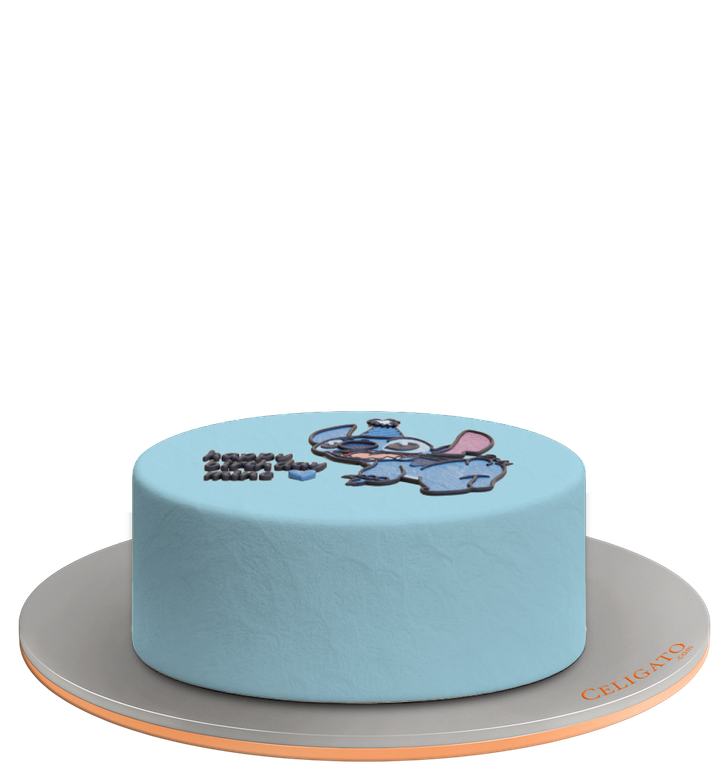 Stitch's Birthday Hat Chaos Party Cake on transparent background