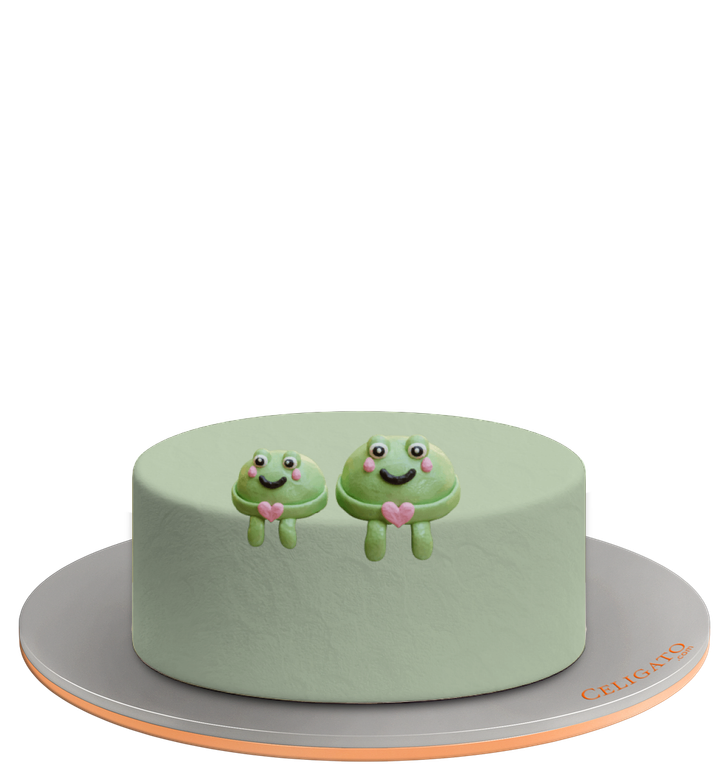 Frog Couple cake on transparent background