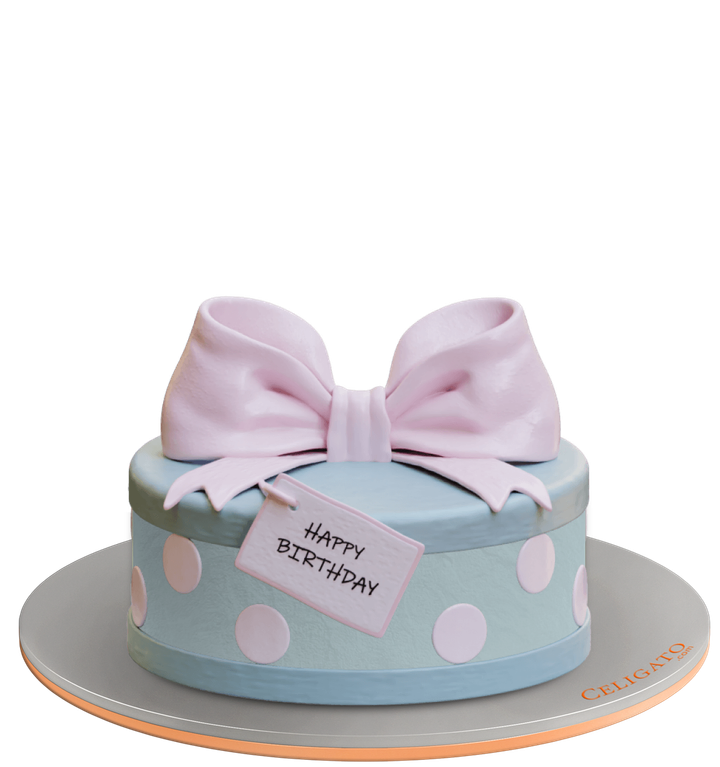 Ribbon tag cake