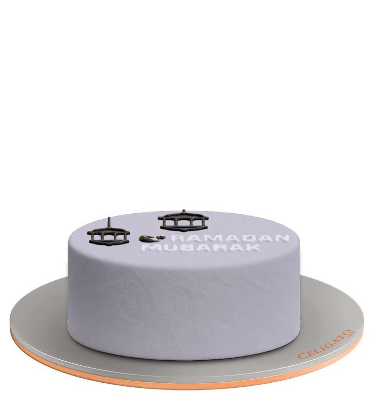 Ramadan Mubarak cake on transparent background