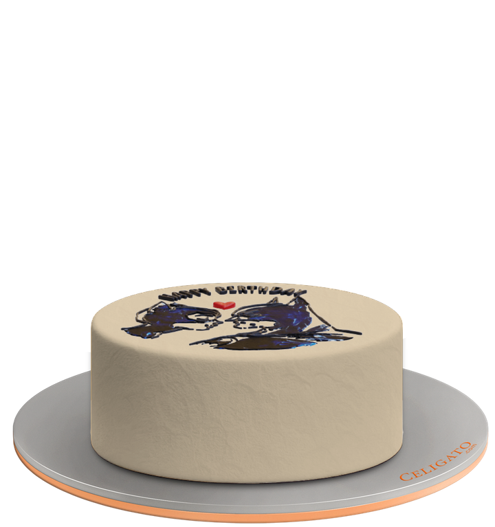 Batman & Catwoman Cute Couples Cake on transparent background