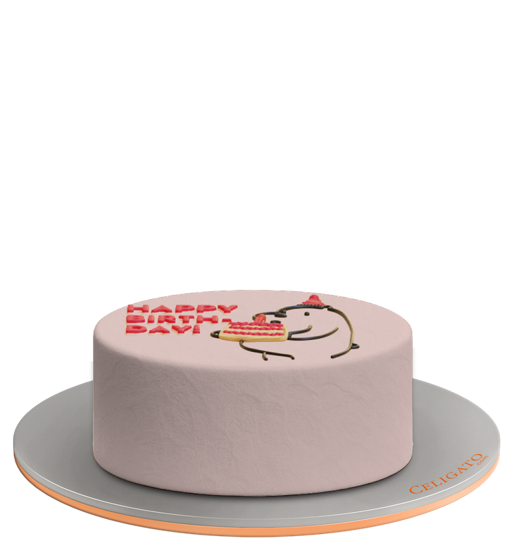Birthday Bear cake on transparent background