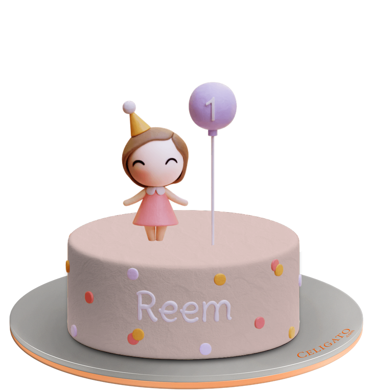 Birthday balloon cake on transparent background