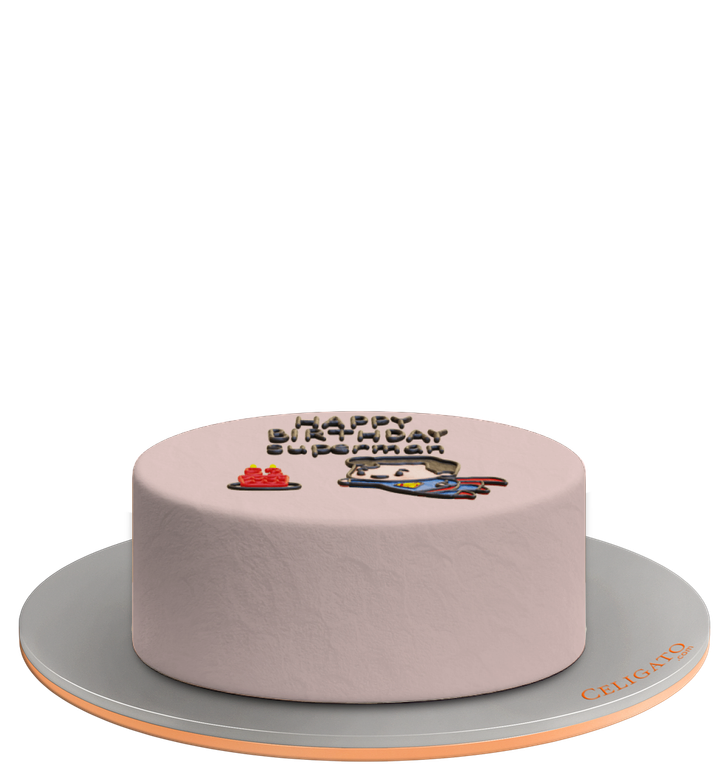 HBD Superman cake on transparent background