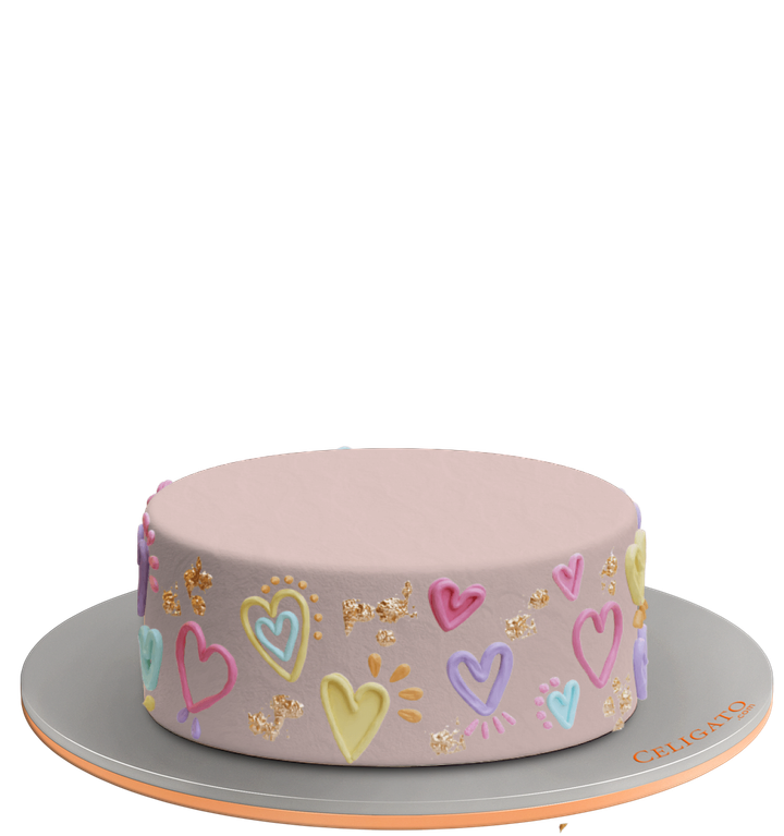 Heart doodles cake