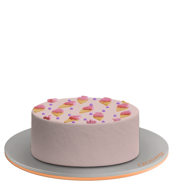 Ice Cream Cone cake on transparent background