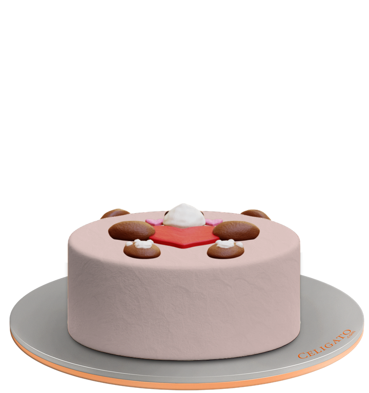 Love Bear Cake on transparent background