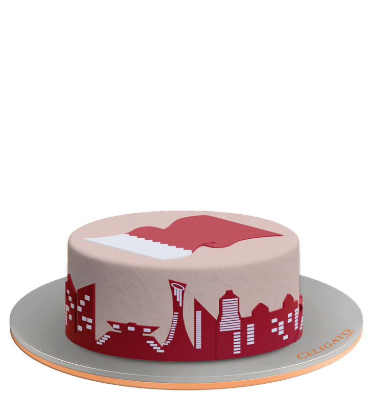 Qatar Buildings cake on transparent background