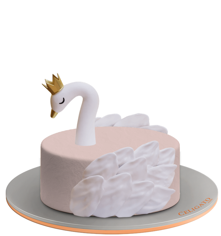 White Swan cake on transparent background