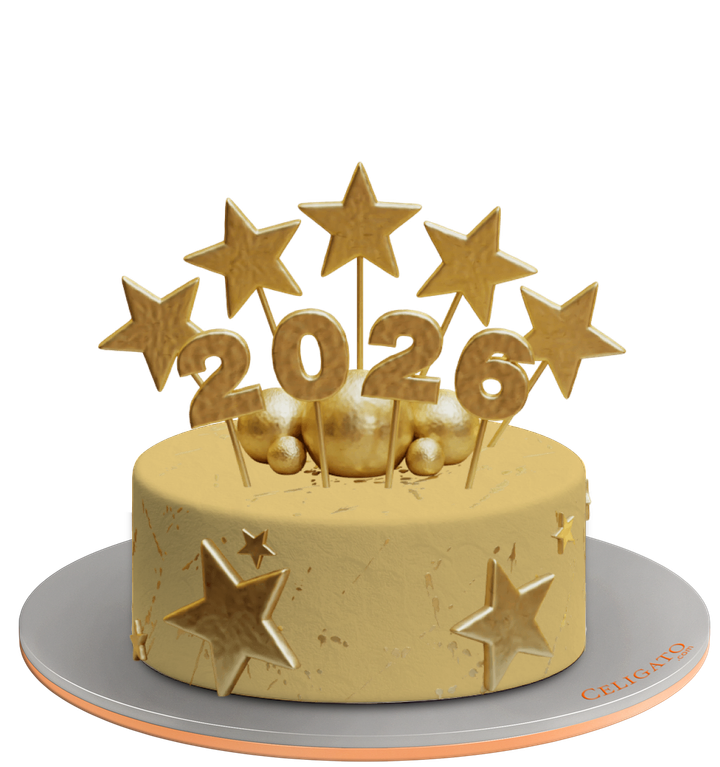 Golden Moments cake on transparent background