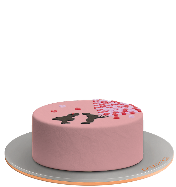 Hearts Kiss cake on transparent background