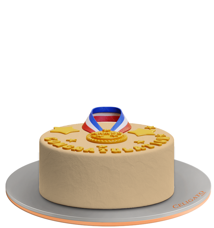 Winner Medal cake on transparent background